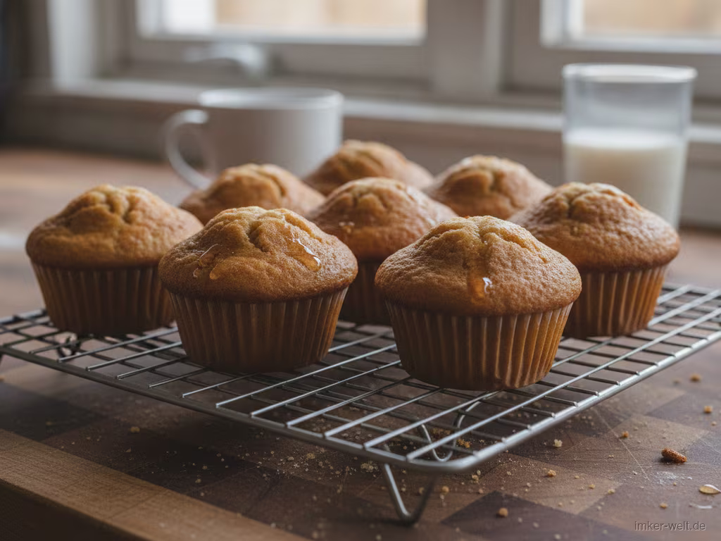 Frisch gebackene Honig-Muffins auf dem Gitter