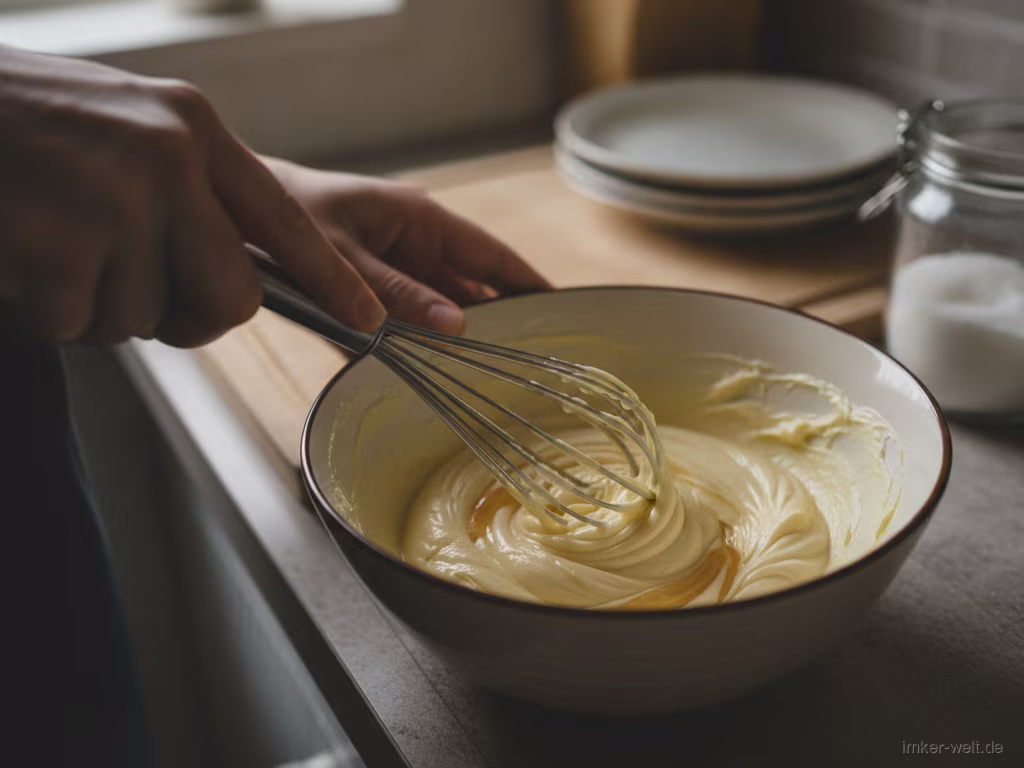 Weiche Butter wird mit Honig cremig aufgeschlagen